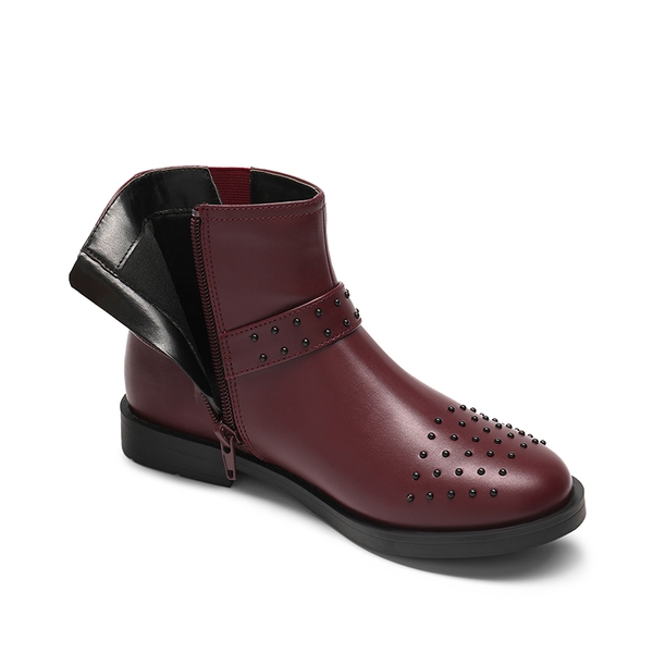 Kids Studded Detail Fashion Boots - RED WINE - 3